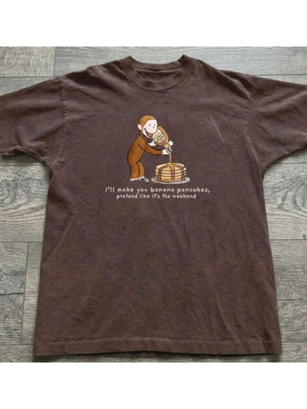 Brown Curious George Banana Pancake cotton tee